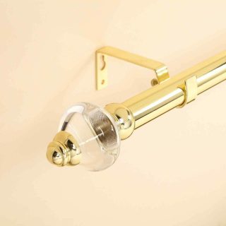 Curtain Rods | 42"-126" | Adjustable Metal Curtain Rod Set | Gold | Acrylic Designer Finials Curtain Rods Curtain Rods