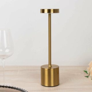 Décor Lights | Gold Metal Rechargeable Modern Cordless Table Lamp With Touch Control, Dimmable LED Desk Lamp Night Light with Solid Cylinder Base – 13" Tall Décor Lights Décor Lights