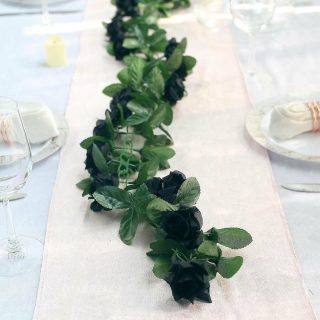 Flower Garlands | Artificial Silk Rose Garland UV Protected Flower Chain 6ft Artificial Flower black