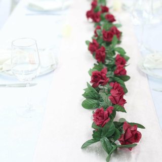 Flower Garlands | Artificial Silk Rose Garland UV Protected Flower Chain 6ft Artificial Flower burgundy