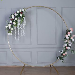 Photography Backdrop Stands | Heavy Duty Gold Metal Round Arch, Home Accent Photo Backdrop Stand 7.5ft Curtain Rods Curtain Rods