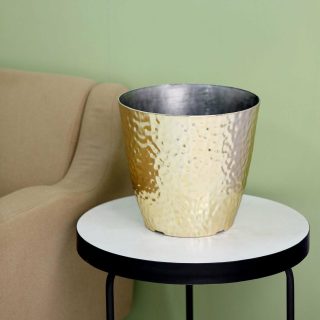 Planters & Pedestal | Hammered Design Large Indoor Flower Plant Pot, Decorative Greenery Planter 11" Planters & Pedestal gold