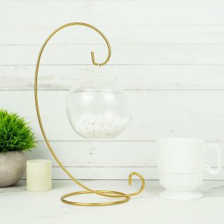 Planters & Pedestal | 2 Pack Metal Air Plant Terrarium Stand, Hanging Ornament Display Holder 10" Tall Planters & Pedestal gold