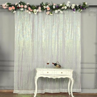 Room Divider | Sequin Backdrop Drape Curtain, Photo Booth Divider Panel – 8ftx8ft Curtains iridescent