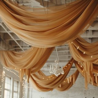 Sheer Curtains | Premium Chiffon Ceiling Drapery, Long Curtain Backdrop Panel With Rod Pocket 5ftx32ft Curtains gold