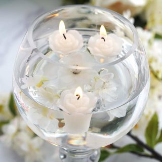 Unscented Candles | 12 Pack Mini Rose Flower Floating Candles Vase Fillers 1" Candle Holder ivory