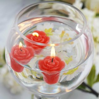 Unscented Candles | 12 Pack Mini Rose Flower Floating Candles Vase Fillers 1" Candle Holder red