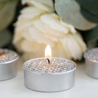 Unscented Candles | 9 Pack | Metallic Tealight Candles, Unscented Dripless Wax – Textured Design Candle Holder silver