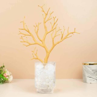 Vase Fillers | 10 Pack Artificial Tree Branch DIY Vase Fillers, Plastic Dry Manzanita Plant Twigs 14" Vase & Planter gold