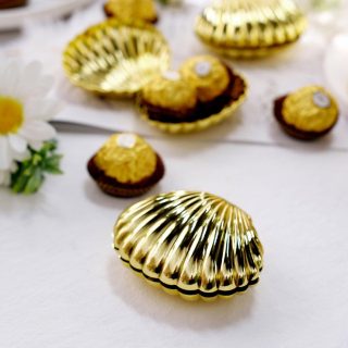 Vase Fillers | 12 Pack Plastic Sea Shell Decor, Table Accents, Vase Filler, Table Scatter 3.5" Vase & Planter gold