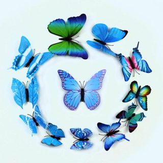 Wall Florals | 12 Pack | 3D Butterfly Wall Decals, DIY Stickers Decor Wall Decor blue