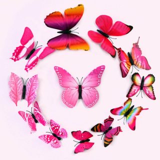 Wall Florals | 12 Pack | 3D Butterfly Wall Decals, DIY Stickers Decor Wall Decor pink