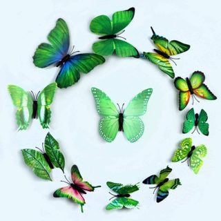 Wall Florals | 12 Pack | 3D Butterfly Wall Decals, DIY Stickers Decor Wall Decor green