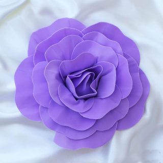 Wall Florals | 4 Pack Large Real Touch Artificial Foam DIY Craft Roses 12" Wall Decor lavender-lilac