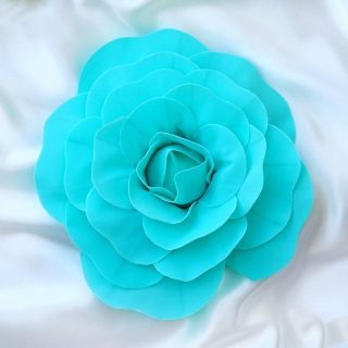 Wall Florals | 4 Pack Large Real Touch Artificial Foam DIY Craft Roses 12" Wall Decor turquoise