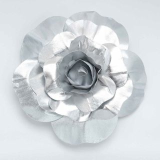 Wall Florals | 4 Pack Large Real Touch Artificial Foam DIY Craft Roses 12" Wall Decor silver