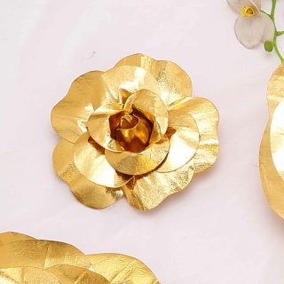 Wall Florals | 6 Pack Real Touch Artificial Foam DIY Craft Roses 8" Wall Decor gold