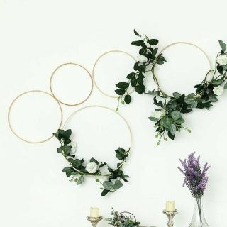 Wall Florals | Set of 5 – Natural Wooden Rings for Crafts, Floral Hoop Wreath Wall Hanging Decor Wall Decor natural