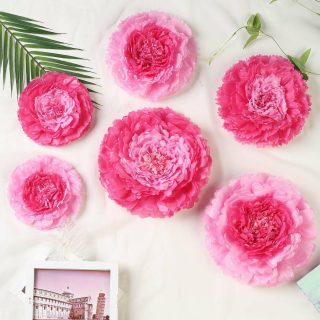 Wall Florals | Set of 6 Carnation 3D Paper Flowers Wall Decor 7",9",11" Wall Decor fuchsia