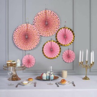 Wall Florals | Set of 6 – Paper Fan Decorations – Paper Pinwheels Wall Hanging Home Decorations Backdrop Kit Wall Decor pink