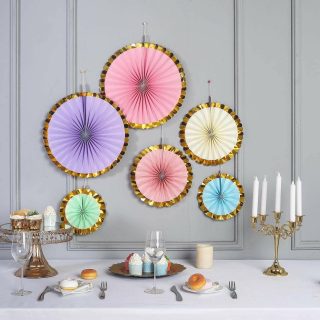 Wall Florals | Set of 6 – Paper Fan Decorations – Paper Pinwheels Wall Hanging Home Decorations Backdrop Kit Wall Decor assorted