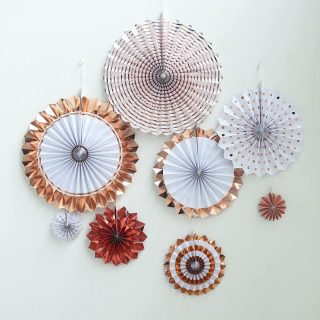 Wall Florals | Set of 8 – Paper Fan Decorations – Paper Pinwheels Wall Hanging Home Decorations Backdrop Kit Wall Decor rose-gold